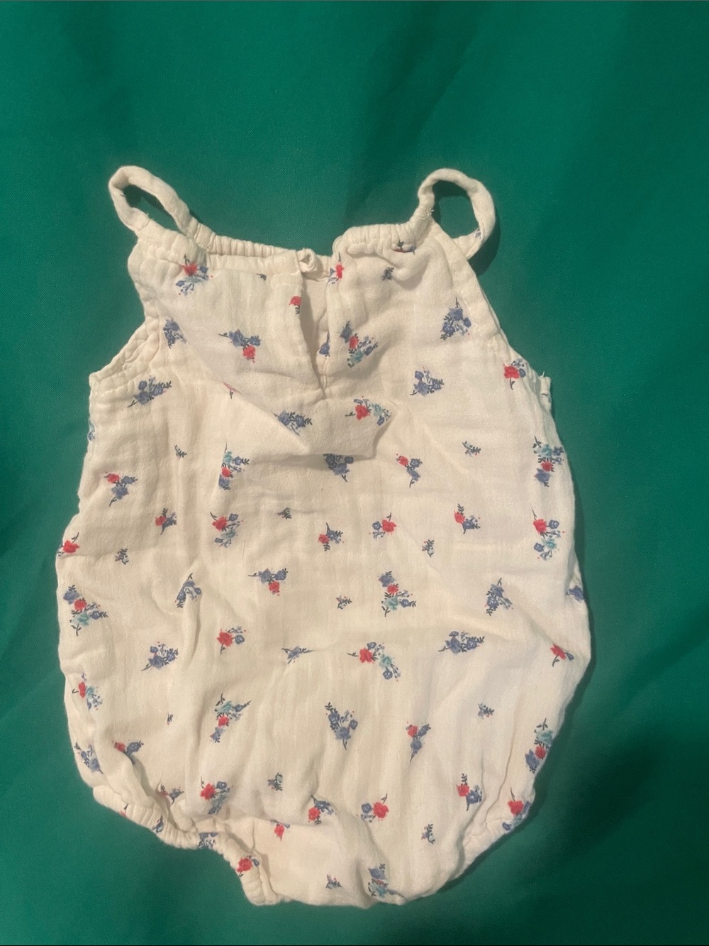 Old Navy White Baby One-Piece with Red and Blue Floral Print